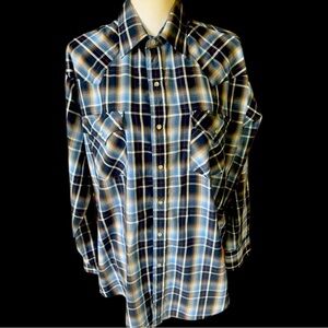 Plains western wear men’s shirt, large NWOT snap closure, pearl colored snaps